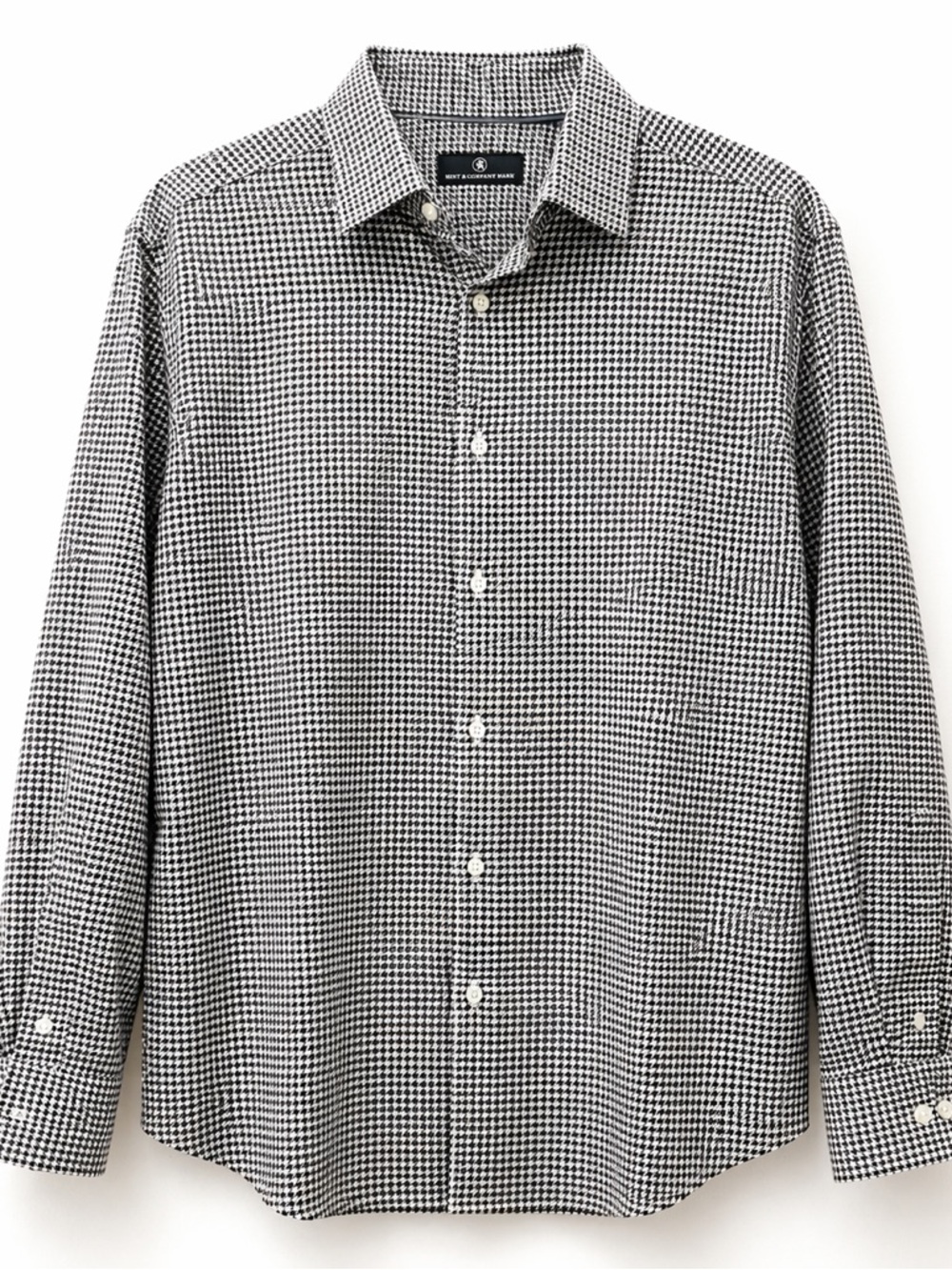 Hart Schaffner Marx Black & White Houndstooth Dress Shirt